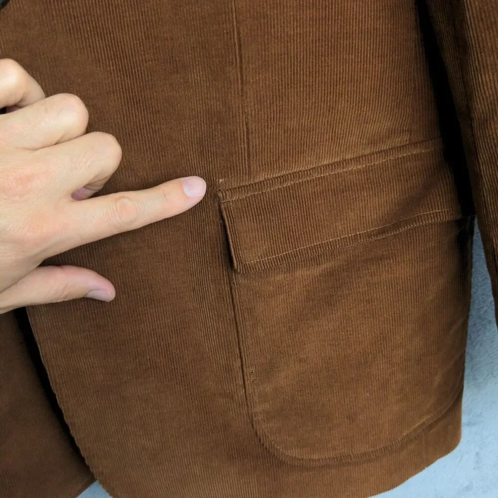 Jos A Bank Reserve Tailored Fit Corduroy Blazer Sz L Brown Elbow Patch Academia